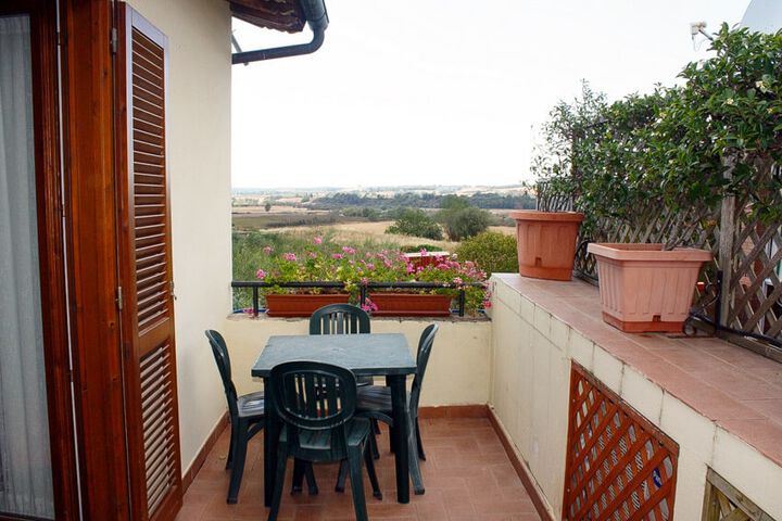 Ferienwohnung Vigneto Agriturismo I Gemelli mit Pool und Tennisplatz am Meer der Maremma Balkon