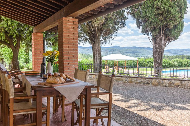 Toskana Weingut Agriturismo Alla Jesolana mit Pool im Chianti bei Siena Ausblick 1