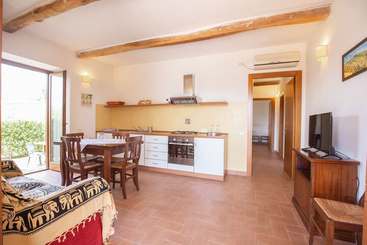 Ferienwohnung Ginestra Agriturismo I Gemelli mit Pool und Tennisplatz am Meer der Maremma Küche