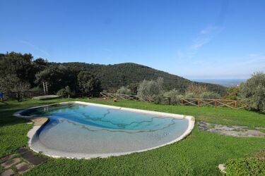 Toskana Agriturismo Castagnetto mit Meerblick und Pool Außenbereich Pool mit Ausblick