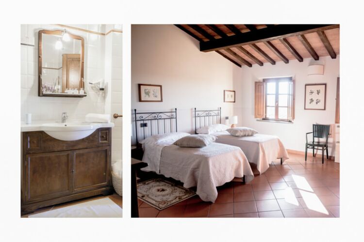 Ferienwohnung Giuggiolo Toskana Weingut Poderenuovo, Frühstück Pool