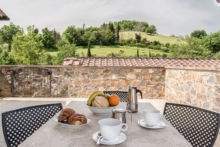 Ferienwohnung Bilo Rosa Nr. 4  Agriturismo mit Pool, Indoor Pool, Toskana bei San Gimignano Balkon 1