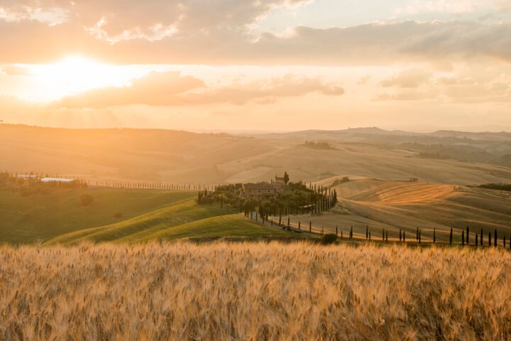 Agriturismo Borgo Bacco in der Toskana mit Ferienwohnungen, Pool bei Siena Panorama 1