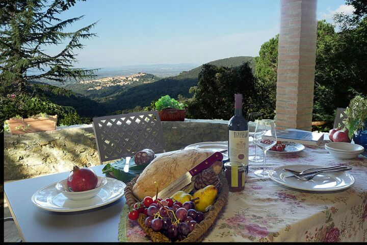Ferienwohnung Rosa im Toskana Agriturismo Castagnetto mit Meerblick und Pool Platz mit Aussicht