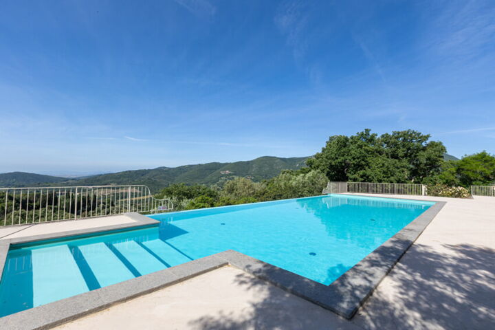 Toskana Agriturismo Prata mit Pool bei Suvereto in Meeresnähe Pool mit Panorama