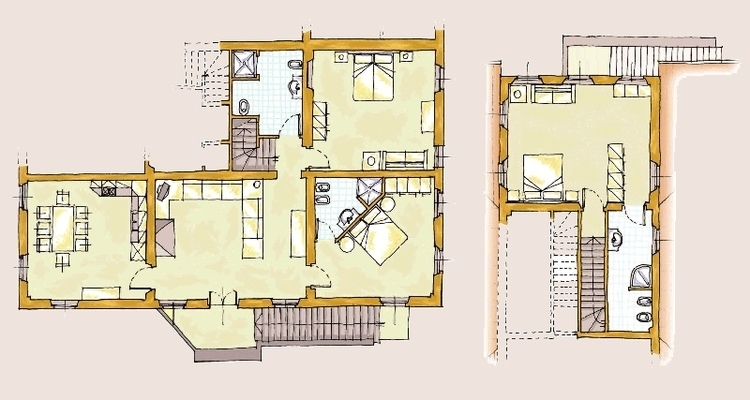 Toskana Edelweingut Poderenuovo Ferienwohnung Aliotto bei Volterra mit Pool, Grundrissplan