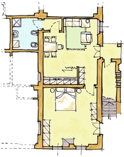 Toskana Edelweingut Poderenuovo Ferienwohnung Boccanera bei Volterra mit Pool, Grundrissplan