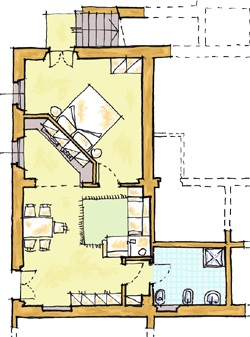 Ferienwohnung Corbezzolo im Edel-Weingut Poderenuovo mit Pool und Restaurant, Grundrissplan