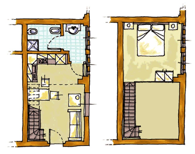 Ferienwohnung Olivo im Toskana Edel-Weingut Poderenuovo mit Pool und Restaurant, Grundriss