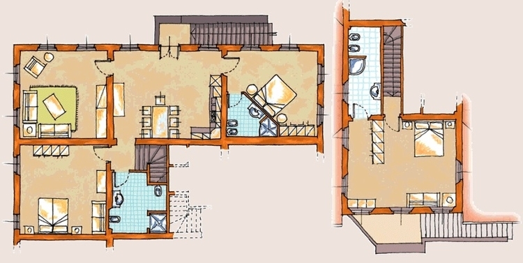 Ferienwohnung Teuto im Toskana Weingut Poderenuovo mit Pool und Restaurant Grundriss